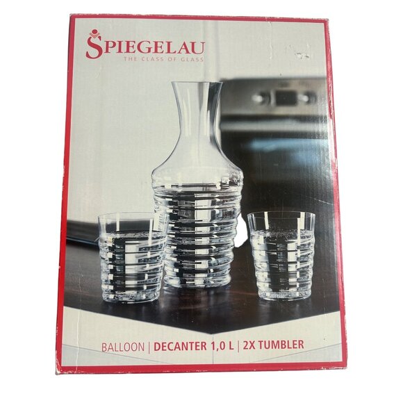 Godiger Spiegelau Balloon Decanter Set 1.0 L & 2x Tumbler Glasses Barware - Picture 5 of 8
